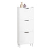 Pre-order SoBuy FSR151-H-W Smalle Schoenenkast met 3 Kleppen – Moderne Hoge Schoenenkast voor Hal of Gang, 50×19×129 cm, Wit