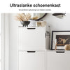 Pre-order SoBuy FSR151-H-W Smalle Schoenenkast met 3 Kleppen – Moderne Hoge Schoenenkast voor Hal of Gang, 50×19×129 cm, Wit