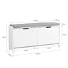 SoBuy FSR151-L-W Schoenenkast Schoenenbank – schoenenrek met 4 vakken – comfortabel kussen – draagkracht 250 kg – entreebank van wit hout 105 x 24 x 52 cm