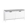 SoBuy FSR151-L-W Schoenenkast Schoenenbank – schoenenrek met 4 vakken – comfortabel kussen – draagkracht 250 kg – entreebank van wit hout 105 x 24 x 52 cm