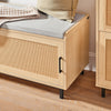 SoBuy FSR154-N Opbergbank met Kussens, Schoenenbank voor de Hal, Met 2 Schuifdeuren en Rieten Geweven Fronten, 110 x 40 x 49 cm