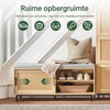 SoBuy FSR154-N Opbergbank met Kussens, Schoenenbank voor de Hal, Met 2 Schuifdeuren en Rieten Geweven Fronten, 110 x 40 x 49 cm