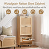 SoBuy FSR155-N Schoenenkast met 3 Kleppen – Smalle Gangkast 24 cm Diep met Rattan Deuren, Naturel