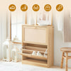 SoBuy FSR160-N Schoenenkast Bamboe 24 cm Diep – Smal Model met 2 Kleppen, Naturel