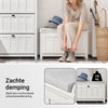 SoBuy FSR161-W Schoenenbank met Kussen โ Vintage Wit โ Opklapbaar Deurtje, Verstelbare Schappen & Comfortabel Zitkussen โ 80ร30ร50 cm โ 150 kg Draagvermogen