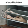 SoBuy FSR165-HG Schoenenkast met 1 Lade en 2 Kleppen – Grijs, 61x26x100cm