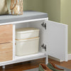 SoBuy FSR167-WN Schoenenbank, opbergbank met gevoerd kussen, onderkast met 1 deur en 2 laden, 80 x 30 x 51 cm