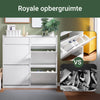 SoBuy FSR169-W Schoenenkast met 4 Vouwdeuren en 2 Lade’s – Compact, Ruimtebesparend, Wit, 98x19x95cm