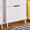 SoBuy FSR177-H-W Schoenenkast met 3 kleppen schoenenkast smal schoenenrek met 6 legvlakken schoenencommode schoenenrek wit