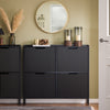 Pre-order SoBuy FSR177-L-SCH Schoenenkast met 4 Omluikbare Deuren, Moderne Schoenenopberger, Compacte Schoenopslag, Smalle Schoenenkast voor Kleine Hal of Gang 100x19x91cm Zwart