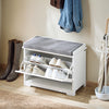 SoBuy FSR184-K-W Schoenenbank, schoenenopberger, schoenenkast, entreemeubel, ladekast met 1 klep en 1 kussen