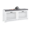 SoBuy FSR184-W Schoenenkast zitcommode zitbank met zitkussen schoenenbank met 2 kleppen