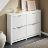 SoBuy FSR186-II-W Schoenenkast – Smalle Opbergkast met 4 Kleppen, Perfect voor Hal & Woonkamer – Compact Design, Wit – 104x23x82 cm