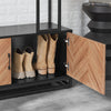 SoBuy FSR194-N Entreekast met bank, 1 stang en 5 haken, kapstok, garderobe, kleerhanger, voor hal, slaapkamer, woonkamer, industriële stijl, kleur naturel en zwart