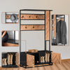 SoBuy FSR194-N Entreekast met bank, 1 stang en 5 haken, kapstok, garderobe, kleerhanger, voor hal, slaapkamer, woonkamer, industriële stijl, kleur naturel en zwart
