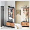 SoBuy FSR194-N Entreekast met bank, 1 stang en 5 haken, kapstok, garderobe, kleerhanger, voor hal, slaapkamer, woonkamer, industriële stijl, kleur naturel en zwart