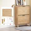 SoBuy FSR200-N Schoenenkast voor de Hal - Compacte Opbergruimte met 2 Draaideuren, Anti-Kantel Systeem, Geschikt voor Schoenen Maat EU 47, Opslag voor 8 Paar Schoenen, Licht Hout Design