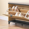 SoBuy FSR201-N Schoenenbank met Klapdeksel & Gevoerde Zitting, Smal voor Hal – Zwart/Naturel, 60x24x50cm