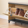 SoBuy FSR201-N Schoenenbank met Klapdeksel & Gevoerde Zitting, Smal voor Hal – Zwart/Naturel, 60x24x50cm