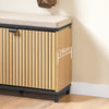 SoBuy FSR201-N Schoenenbank met Klapdeksel & Gevoerde Zitting, Smal voor Hal – Zwart/Naturel, 60x24x50cm