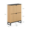 SoBuy FSR202-N Schoenenkast voor entree, dunne schoenenkast, compacte schoenenopslag en Scandinavisch design, geschikt voor 8-12 paar, zwart en licht hout, 60 x 24 x 88 cm