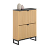 SoBuy FSR202-N Schoenenkast voor entree, dunne schoenenkast, compacte schoenenopslag en Scandinavisch design, geschikt voor 8-12 paar, zwart en licht hout, 60 x 24 x 88 cm