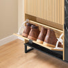SoBuy FSR203-N Schoenenkast met 2 Kleppen & Zijvak, Smal 24cm voor Hal, 8 Paar, Combineerbaar – Zwart/Hout, 90x24x88cm
