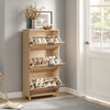 SoBuy FSR213-N Schoenenkast smal, 24 cm, houten schoenenkast, grote capaciteit tot 47, modern Scandinavisch design, perfect voor entree, hal, familie, hout, 60 x 24 x 120 cm