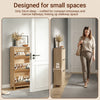 SoBuy FSR213-N Schoenenkast smal, 24 cm, houten schoenenkast, grote capaciteit tot 47, modern Scandinavisch design, perfect voor entree, hal, familie, hout, 60 x 24 x 120 cm