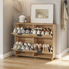 SoBuy FSR214-N Schoenenkast smal, 24 cm, houten schoenenkast, grote capaciteit tot 47, modern Scandinavisch design, perfect voor entree, hal, familie, hout, 100 x 24 x 83 cm