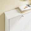 SoBuy FSR216-W Schoenenkast smal 18 cm, schoenenrek maat EU 47, schoenenkast voor ingangen, gangen en kleine woningen, perfect voor studio's en moderne huizen, 105 × 18 × 78 cm