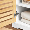 Pre-order SoBuy FSR23-II-WN Schoenenbank met Opbergruimte en Comfortkussen – 2-Deurs Schoenenkast voor Hal – 71x35x43cm, Wit/Naturel