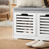 SoBuy FSR23-K-W Moderne Schoenenbank Schoenkist met zitkussen 2 manden Wit ca.