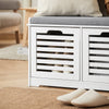 SoBuy FSR23-K-W Moderne Schoenenbank Schoenkist met zitkussen 2 manden Wit ca.