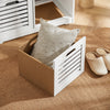 SoBuy FSR23-K-W Moderne Schoenenbank Schoenkist met zitkussen 2 manden Wit ca.