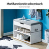 SoBuy FSR25-HG Schoenenbank met Opbergruimte – Comfortabel Zitkussen – 2-laags Schoenenrek voor Hal, Grijs, 60x30x44 cm, Draagbaar tot 120 kg