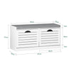 SoBuy FSR62-II-W Schoenenkast met Zitbank & Kussen – Opbergbank voor Entree – Tot 8 Paar – 97×30×47 cm, Wit/Grijs
