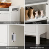 SoBuy FSR63-II-W – Schoenenkast met Zacht Kussen – Opberg Bankje met Deuren, Hoge Draagkracht 150 kg – Wit, 91×30×50 cm