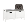 SoBuy FSR63-II-W – Schoenenkast met Zacht Kussen – Opberg Bankje met Deuren, Hoge Draagkracht 150 kg – Wit, 91×30×50 cm