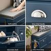 SoBuy FSR64-B Schoenenbank met 2 Kleppen en Kussen – Multifunctionele Halbank met Opbergruimte, FSC®-hout, Blauw, 104×24×51 cm