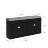 SoBuy FSR64-SCH Schoenenkast Schoenenbank Halmeubel – 2 Kleppen met Afneembaar Kussen, Opbergbank en Smalle Halplank van Gelakt Hout, L104xD24xH51cm, Zwart