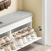 Pre-order SoBuy FSR64-WG Schoenenkast, schoenenbank, schoenen, entree, 2 kleppen met afneembaar kussen, opbergdoos, rek voor smalle entree, 104 x 24 x 51 cm, antiek houteffect, wit