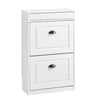 SoBuy FSR78-WG Schoenenkast met 2 kleppen, schoenenkast, entree, schoenenkast, schoenenrek, 8 paar, voor hal, entree, 54 x 24 x 82 cm, verouderd houteffect, wit