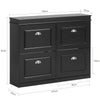 SoBuy FSR79-SCH Schoenenkast met 4 Kleppen, Schoenenrek, Schoenenkipper met 8 Planken, Schoenenmeubel, Schoenenopbergmeubel, Entree Meubel, Zwart, 105x82x24cm