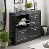 SoBuy FSR79-SCH Schoenenkast met 4 Kleppen, Schoenenrek, Schoenenkipper met 8 Planken, Schoenenmeubel, Schoenenopbergmeubel, Entree Meubel, Zwart, 105x82x24cm