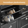 SoBuy FSR79-SCH Schoenenkast met 4 Kleppen, Schoenenrek, Schoenenkipper met 8 Planken, Schoenenmeubel, Schoenenopbergmeubel, Entree Meubel, Zwart, 105x82x24cm