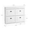 Pre-order SoBuy FSR79-WG Schoenenkast met 4 kleppen, schoenenkast, entree, schoenenkast, schoenenrek, 16 paar, voor hal, entree, 103 x 23 x 82 cm, antiek houteffect, wit