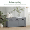 SoBuy FSR80-SG Schoenenkast met Zitbank – 2 Deuren, 1 Opbergvak & Gewatteerd Kussen – Lichtgrijs – Perfect voor Hal, Slaapkamer & Woonkamer – 90×35×45 cm, Max. 120 kg