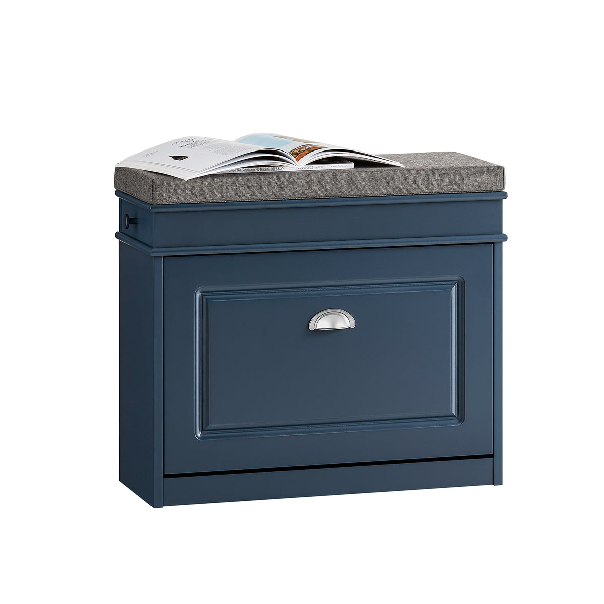 SoBuy FSR118-BR, Shoe Rack for Hallway, Shoe Rack with 2 Sliding Doors, Storage Bench with Removable Seat Cushion