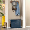 SoBuy FSR82-K-B Smalle Schoenenkast met Zitvlak – Inkomhal Bankje met Opbergruimte van Hout, Schoenenrek Ingang, Verstelbaar, 60x24x52 cm, Blauw